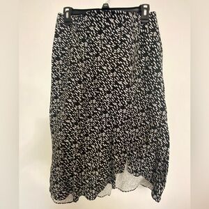 Alfani rayon linen blend asymmetrical hem skirt - black & white print NWT $74